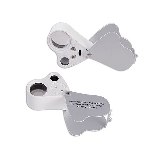 30X & 60X Double Multipl​e Jeweler Loupe White LED Magnifier - Click Image to Close